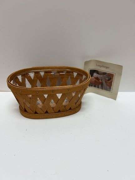 Longaberger Handwoven Basket With Plastic Liner And Protector, 7.5 Inch Length, Includes Booklet Doc