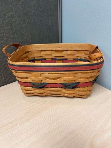 Longaberger Handwoven Basket 2000 Century Celebration Red and Blue Trim, Dresden Ohio
