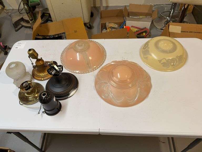 Vintage Lamp Parts, Bases & Glass Shades