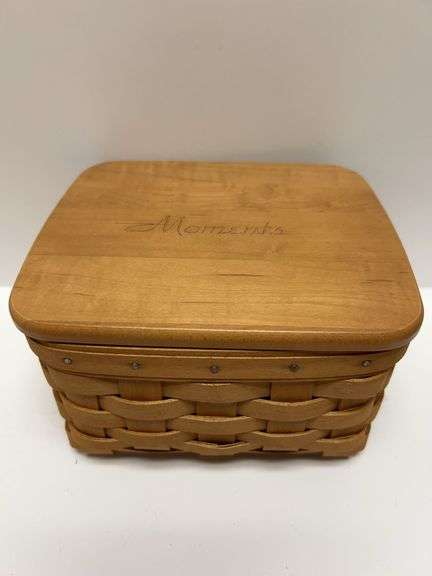 Longaberger "Moments" Woodcrafts Basket With Lid, 2001, Signed, Handcrafted Dresden, OH USA