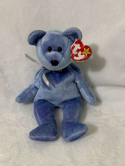 Ty Beanie Baby Clubby II with Original Tags, 1999 Special Purple Plush Bear, Handmade in China, Hear