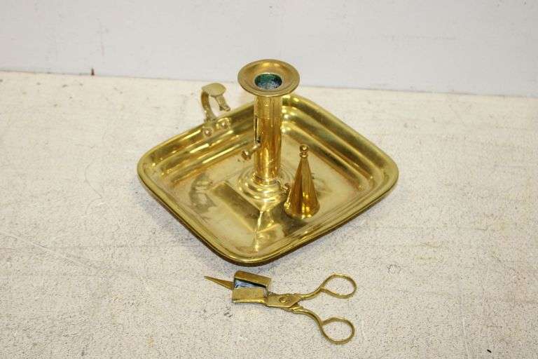 Brass Chamberstick, Snuffer & Wick Trimmer