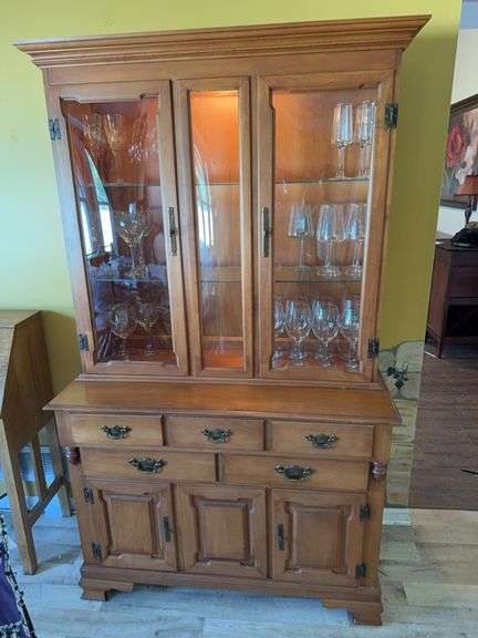 Tell City Young Republic Solid Maple China Cabinet / Hutch
