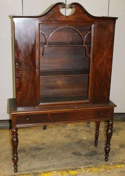 Wood Display Cabinet with Glass Door and Single Drawer