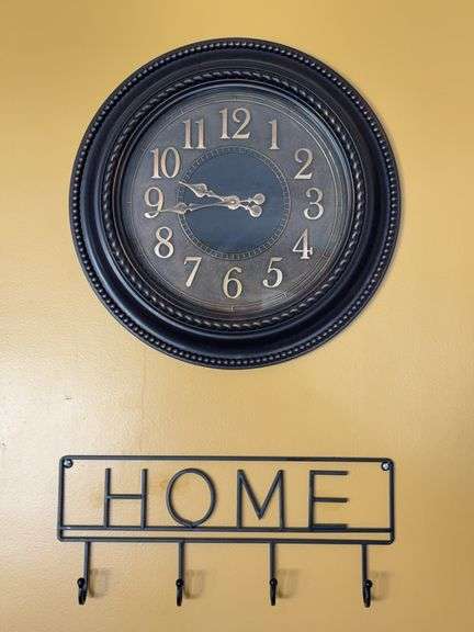 Oversized Wall Clock & HOME Hook Rack