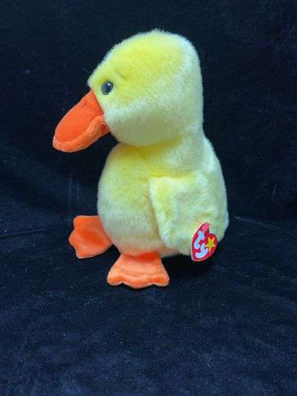 Ty Beanie Buddies Collection "Quackers" Duck Plush With Tags, 1998 Oakbrook IL, Retired