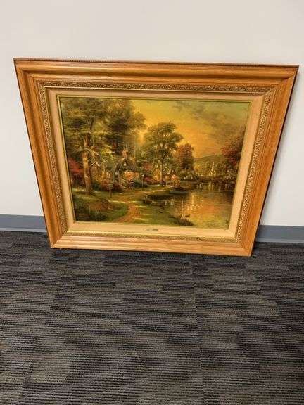 Thomas Kinkade "Hometown Lake" Hometown Memories IV S/N Limited Edition Canvas, 3747/4950, 1997, Fra