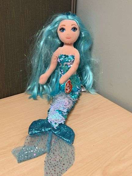 Ty Sea Sequins Indigo Mermaid Plush Doll Limited Collection with Tags, 18 Inches Long, 2018 Release