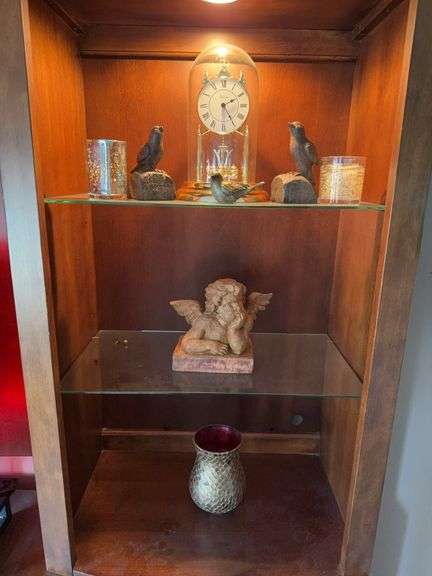 Anniversary Clock, Bird Figurines, Cherub & Candle Holders