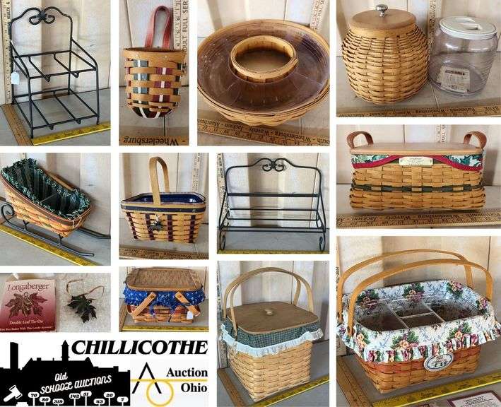 CHILLICOTHE: Longaberger Baskets, Wrought Iron Stands, Liners, Lids, & Protectors