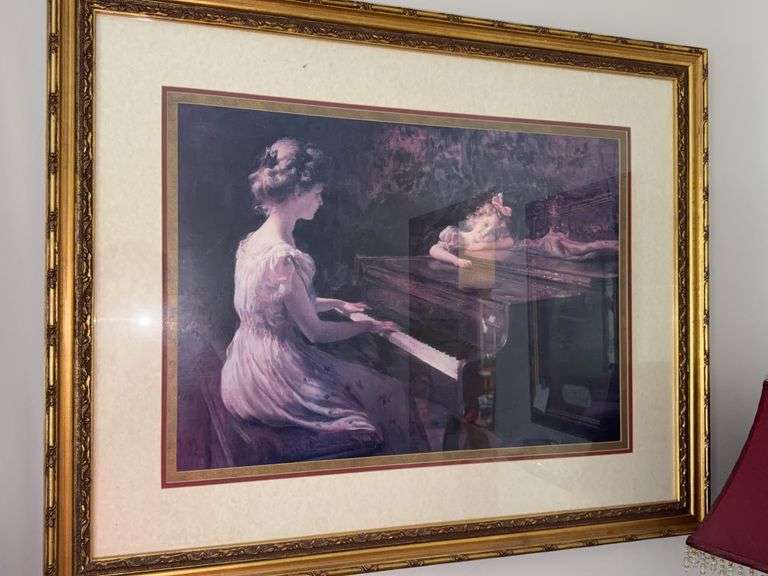 Framed Victorian-Style Mother & Child Piano Print