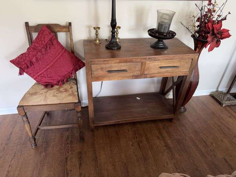 Wood Console Table & Chair