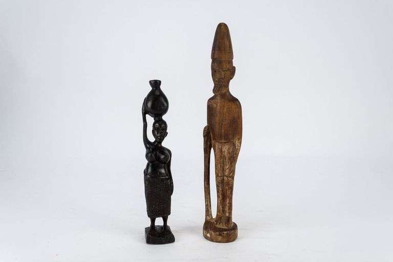 Two Lovely Vintage African Wooden Hand-Carved Statues!