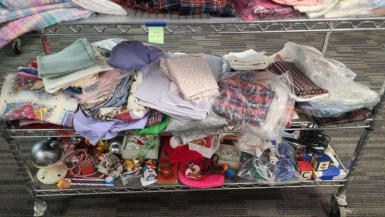 Large Assorted Lot of Fabric Remnants and Cotton Quilting Material With Various Patterns and Colors,