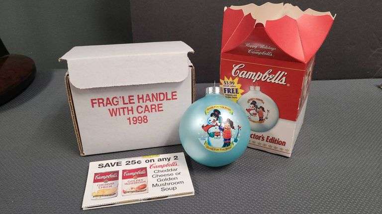 Campbell's 1998 Collector's Edition Christmas Ornament With Original Box and Coupon Insert Included
