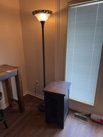 Torchiere Floor Lamp & Accent Cabinet