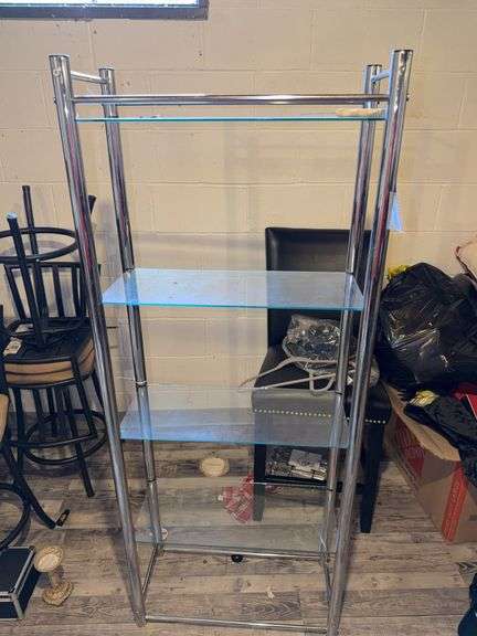 Chrome & Glass Shelving Unit