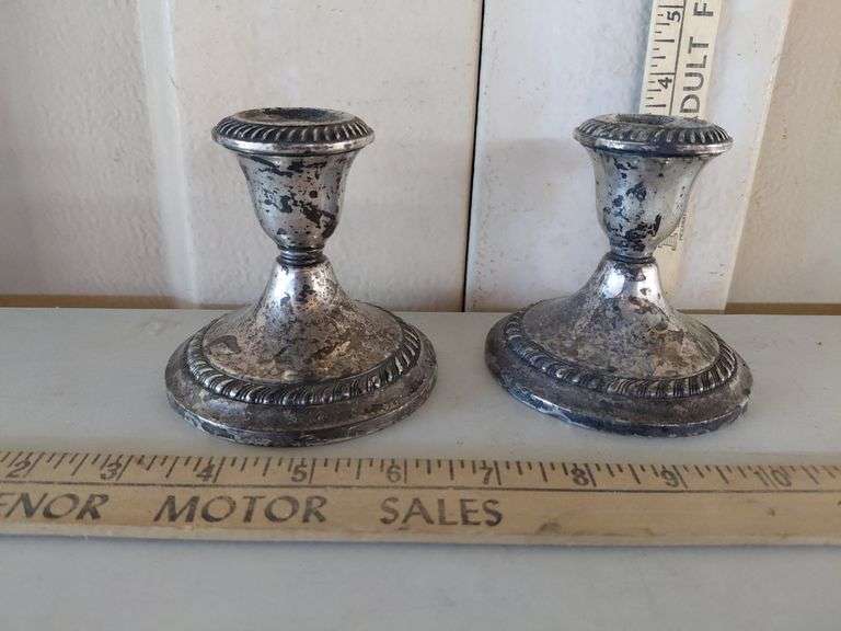 Pair Of Gorham Sterling Cement Weighted Candlesticks #667, 3.75''X3.25''