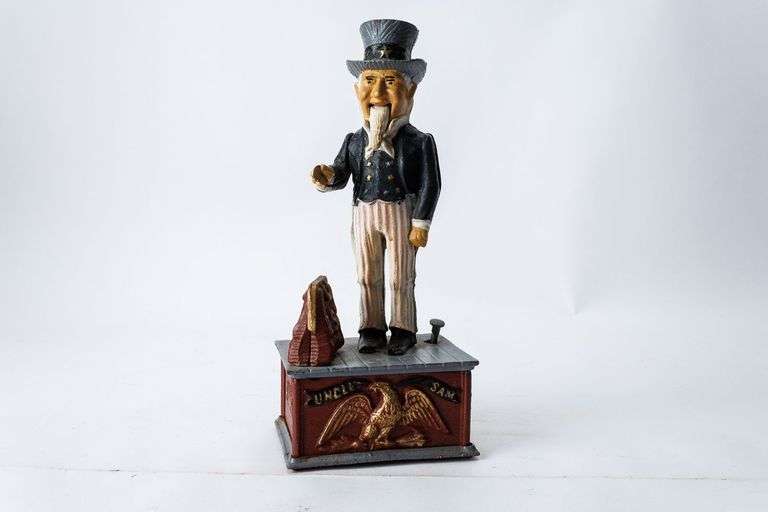 Vintage Uncle Sam Cast Iron Coin Bank