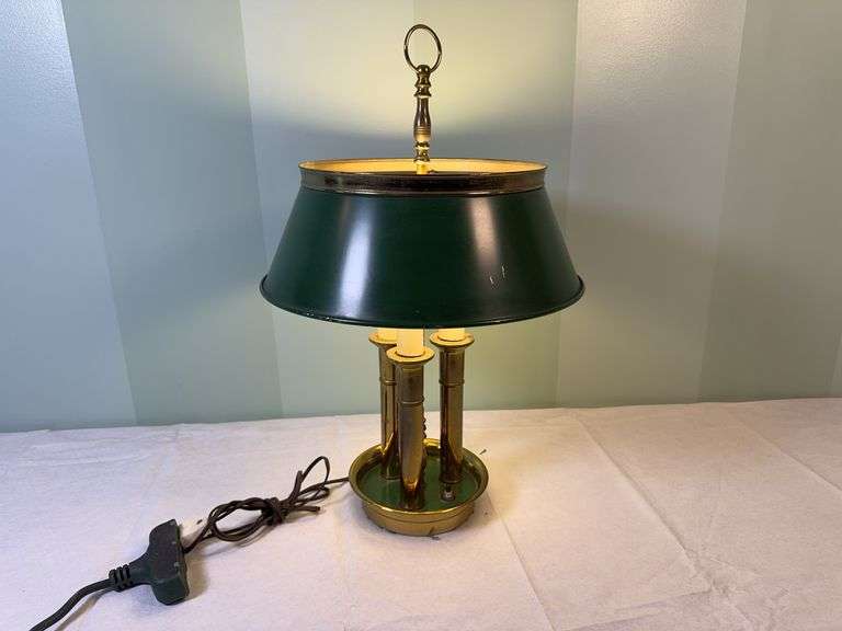 Modern Bouillotte-Style Brass Lamp