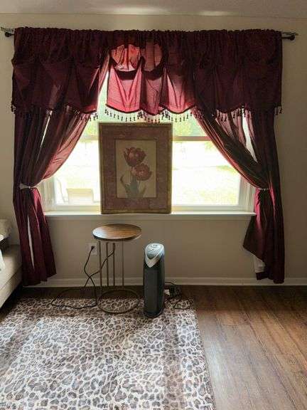 Framed Red Tulip Print, Wood Top Accent Table & Space Heater
