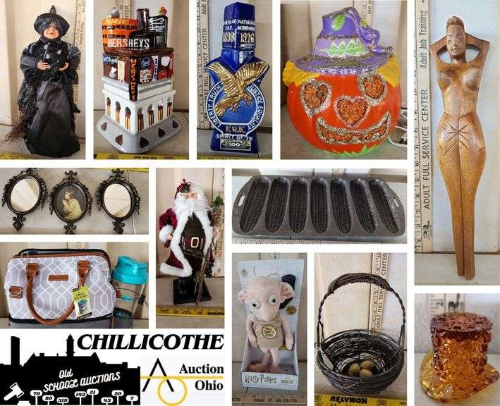 CHILLICOTHE: Beer Signs, Fenton, Folk Art, Cast Iron, Purses, Holiday, Artificial Flowers, Murano 