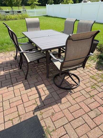 7-Piece Outdoor Patio Dining Set with Sling Chairs