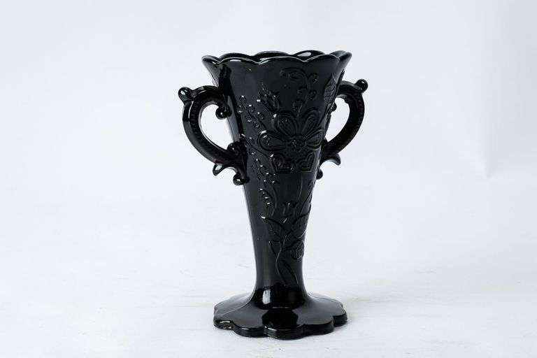 Art Deco Black Glass Vase