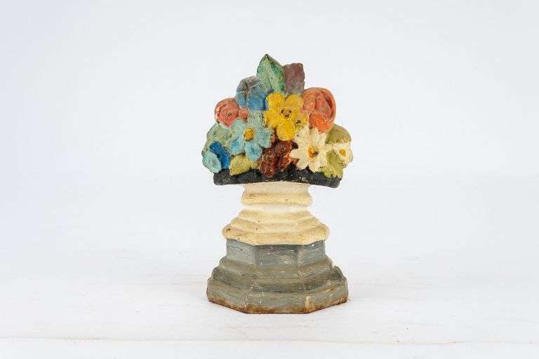 Vintage Cast Iron Floral Urn Doorstop