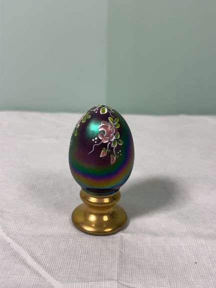 Fenton Iridescent Hand Painted Egg