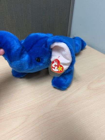 Ty Beanie Buddies Original 1998 Peanut the Royal Blue Elephant Plush Stuffed Animal with Tags 14" Lo