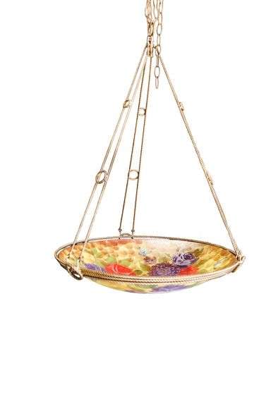 Victorian-Style Floral Painted Glass Bowl Pendant Light Fixture