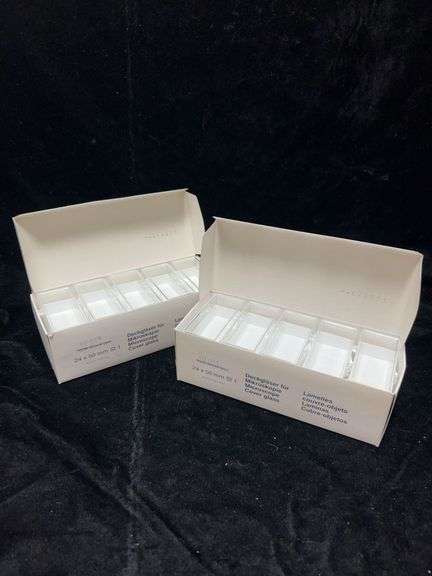 20 Microscope Slide Storage Boxes, 24 x 50 mm, Clear Plastic, 2 Boxes of 10 Each, New in Box