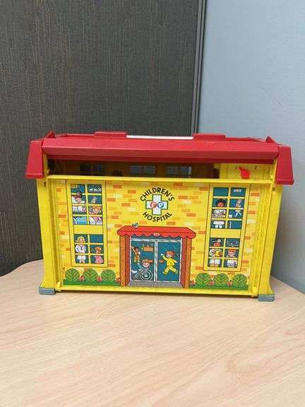 Fisher-Price Children’s Hospital Playset, Plastic Carry Case, Approx. 14x9x6 Inches, 1970s Era, Comp