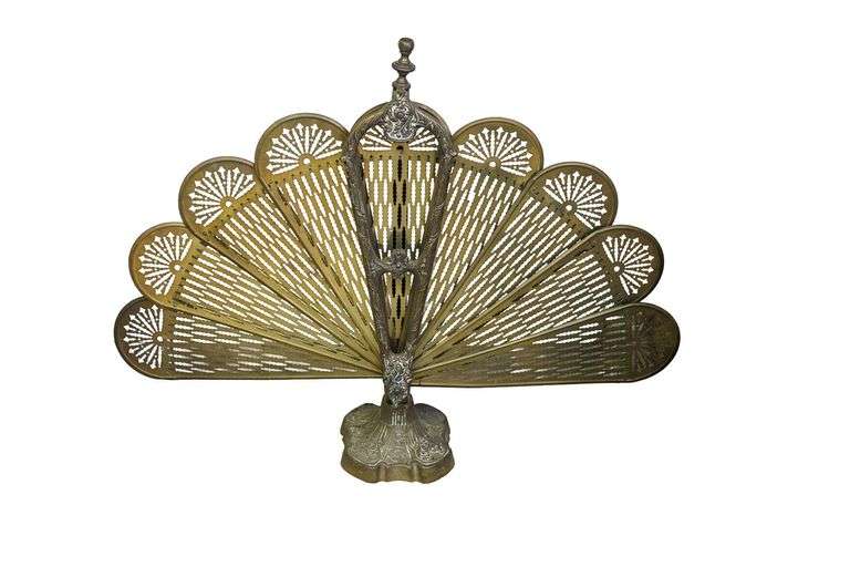 Vintage Peacock Fireplace Screen