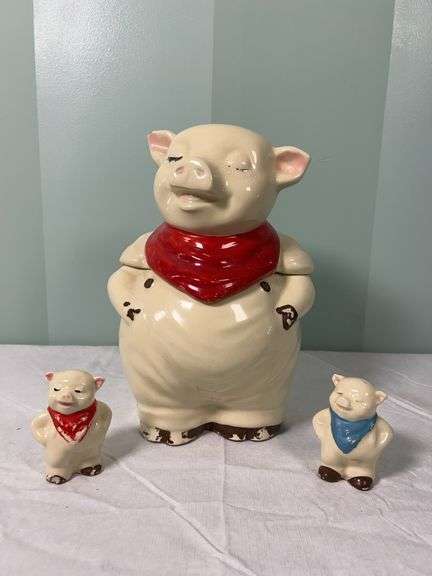 Shawnee Pottery Smiley Pig Cookie Jar & Shakers