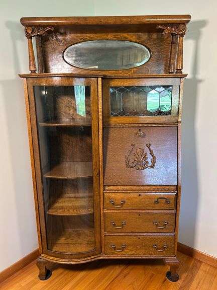 Tiger Oak Bookcase Secretary