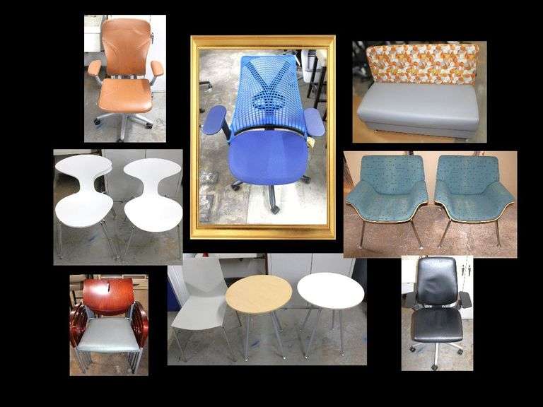 The Steelcase Thinks Rolled This Way! The Herman Miller Swoops Joined the Fray! Allsteel Leather Took the Floor—A Professional Collection with Plenty in Store!