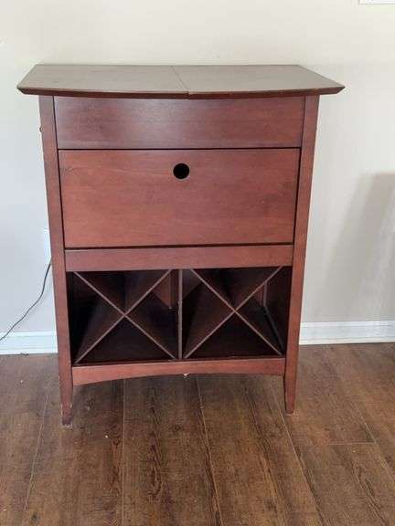 Contemporary Wood Bar Cabinet with Wine Storage