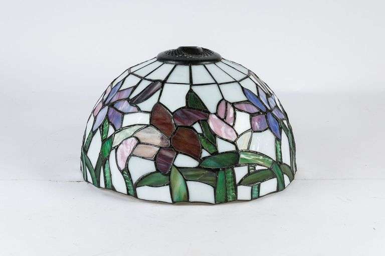 Vintage Stained Glass Iris Lamp Shade