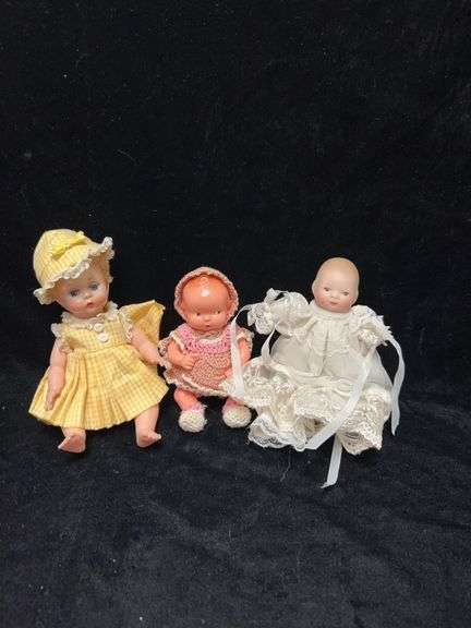 Three Baby Dolls with Handmade Outfits, Assorted Composition and Bisque, Circa Mid-20th Century