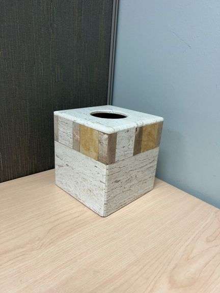 Waterstone Inc Monterrey Ivory Travertine Boutique Tissue Box Cover, Bed Bath & Beyond Label Attache
