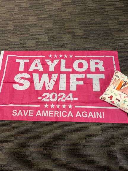 Taylor Swift 2024 'Save America Again!' Banner With Eras Tour Decorative Pillow, Approx. 60x36 in Ba