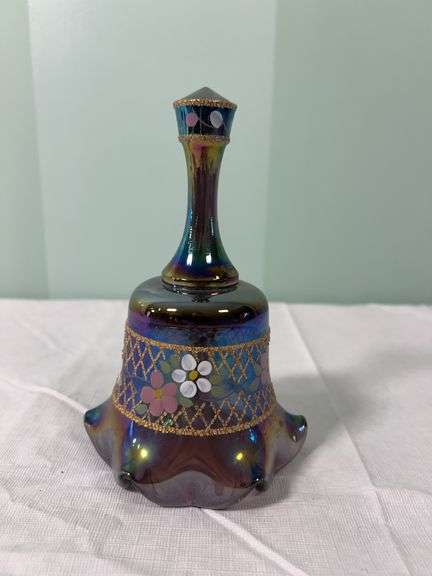Fenton Amethyst Carnival Hand Painted Bell