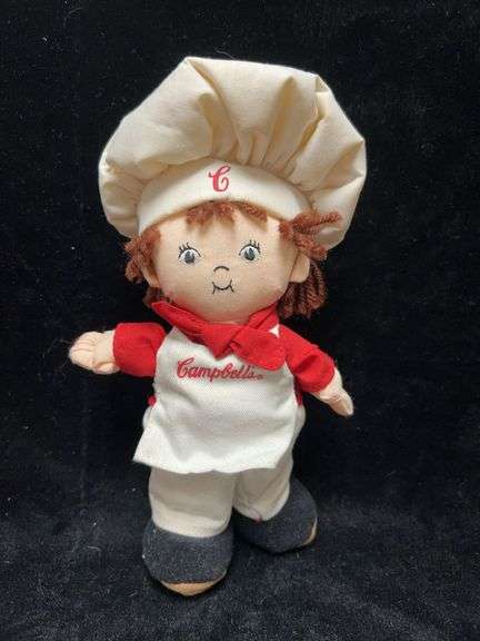 Campbell's Soup Plush Doll Chef Mascot Advertising Collectible with Chef Hat & Apron