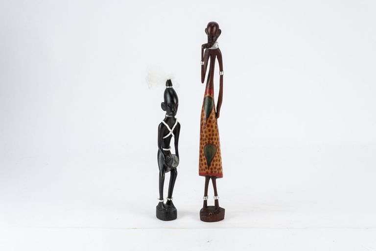 A Pair of Vintage Wooden African Tribal Statues!