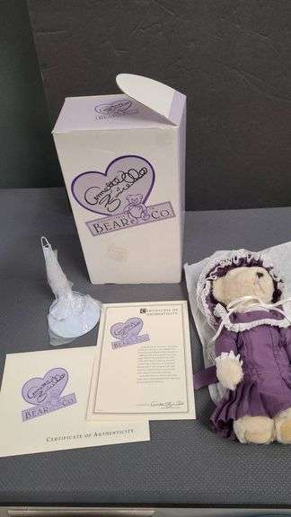 Annette Funicello Collectible Bear Company Lavender Rose Victorian Garden Series Bear with COA and B