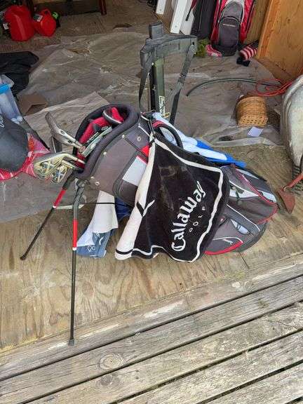Golf Bag, Assorted Clubs, Callaway Towel & Accessories