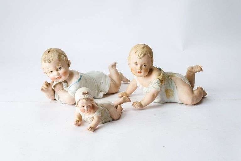 3 Vintage Bisque Porcelain "Piano Baby" Figurines