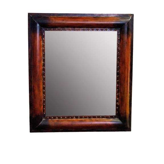 Large Metal Framed Wall Mirror with Riveted Details